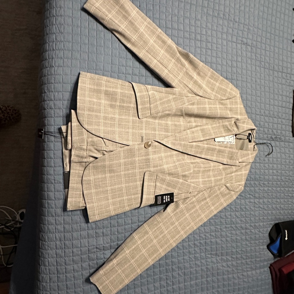 Express Beige Plaid Skinny Pants & Jumpsuit